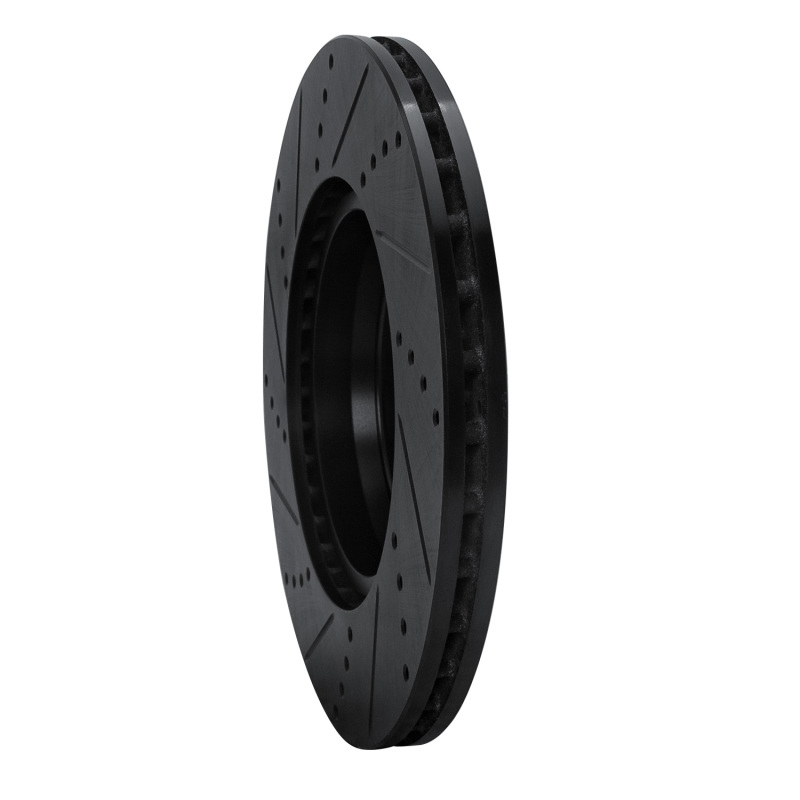 Mercedes-Benz GLC350e Brake Rotor (1) - Rear Right - R1 Concepts - Drilled & Slotted - Black - `16-`23
